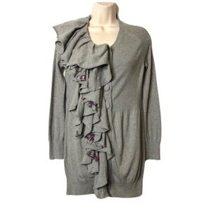 Anthropologie MOTH long ruffle knit cardigan XS A1